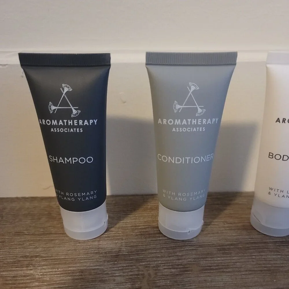 4 Aromatherapy Travel‎ Toiletries Shampoo Conditioner Body Wash Body Lotion Lot